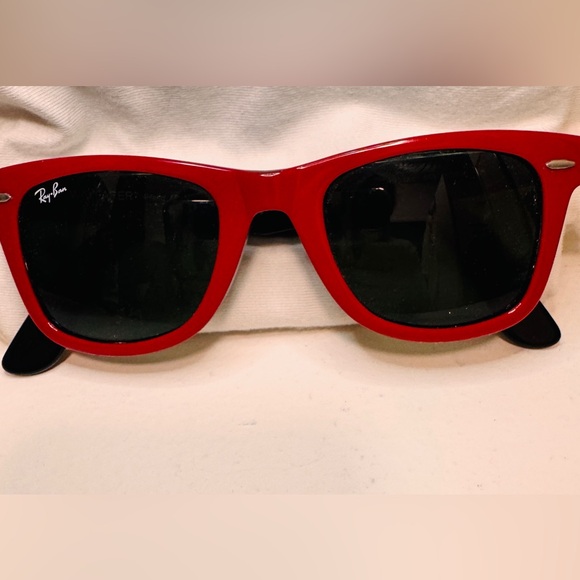 Ray-Ban Iconic Wayfarer Sunglasses Red RB2140 hand made in Italy. Red and Black - Picture 5 of 12
